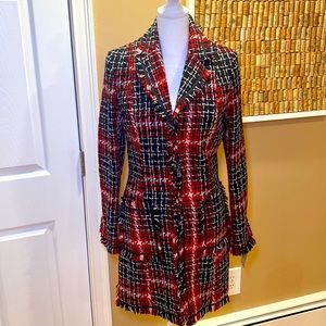 Equivoque Paris Plaid Fitted Sharp Classy Coat. Size 38